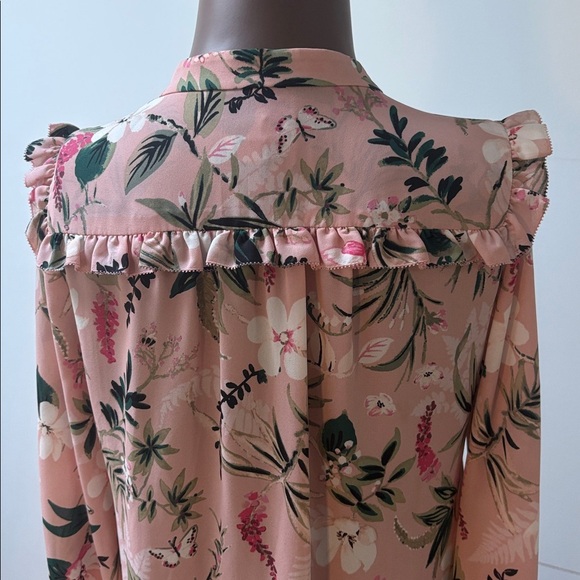 Kate Spade New York Swamped Botanical floral blouse longsleeve pink Small S - Picture 7 of 10